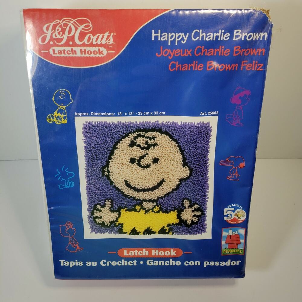 NEW Happy Charlie Brown Latch Hook Kit #25083 J & P Coats Box Damaged